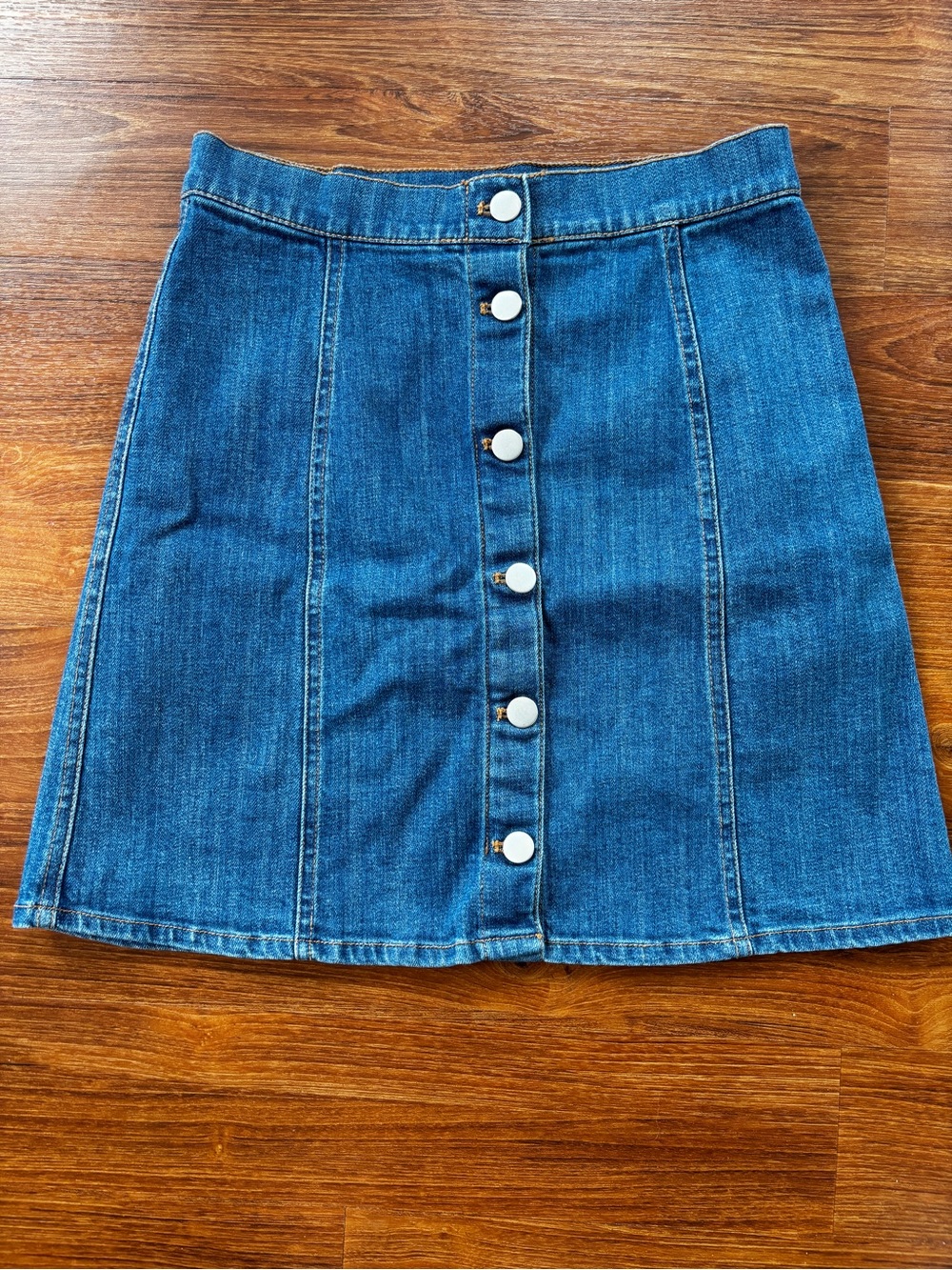 H&M Blue Denim Button-Front A-Line Skirt